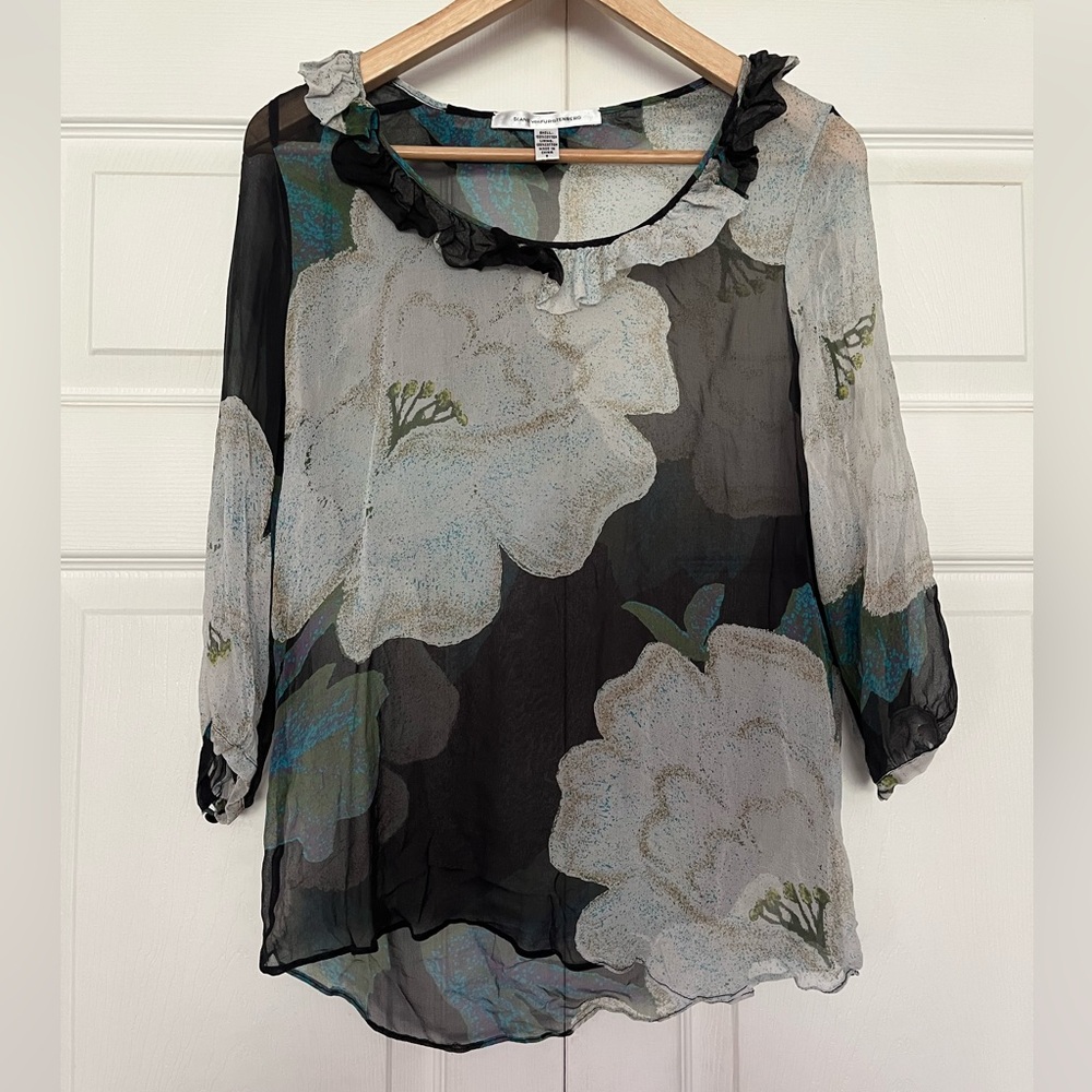 {Diane Von Furstenberg} Floral Sheer Blouse - Womens Small